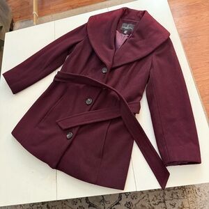 London Fog Dark Academia Maroon Burgundy Wool Coat Jacket Shawl Whimsigoth Chic